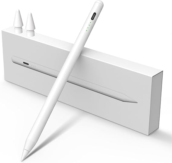 MEKO Stylus Kalem - iPad 2. Nesil Süper Hızlı Şarj (13 Dakika Tam Şarjlı), iPad 6/7/8/9/10, Pro 12.9" (3/4/5/6) ve 11", Air 3/4/5, Mini 5/6 ile Uyumlu