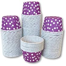 Bulk MINI Candy Nut Paper Cups - Valentine Birthday Easter - Mini Baking Liners - Purple White Polka Dot - 100 Pack