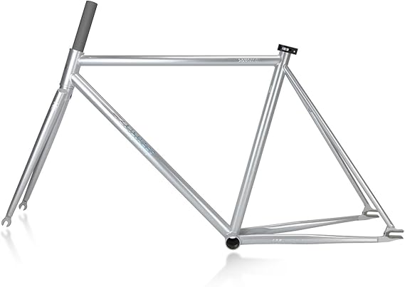 Fixed Gear Bike Frameset 700C Cr-Mo Steel Bike Frames 50/52/55cm Signle Speed Track Bike Frame QR 100mm/120mm BB68mm With Fork(Silver,52cm)