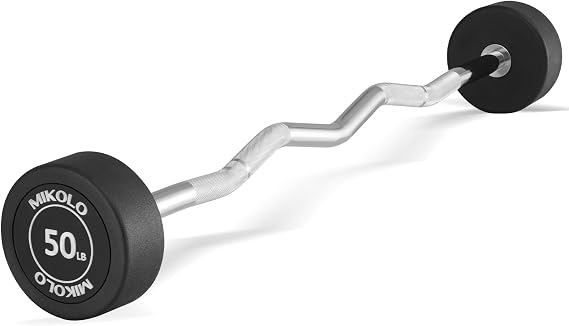 Mikolo Fixed Barbell, Pre-Loaded Weight EZ Curl Bar, PVC Barbell Weight Set for Strength Training and Weightlifting