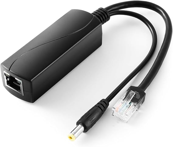 Gigabit PoE Splitter 12V 2A Output with IEEE 802.3af/at Standard Compliant 10,100,1000Mbps Power Over Ethernet Splitter Adapter for Security Camera CCTV Surveillance 5.5x2.1mm DC Plug Cable(PS5712TG)