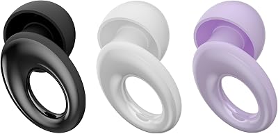 Ear Plugs for Sleeping Noise Cancelling, Concert Ear Plugs with 30dB Noise Reduction, Reusable Silicone Earplugs for Sleep, Travel, Work, Study, Purple & Black & White