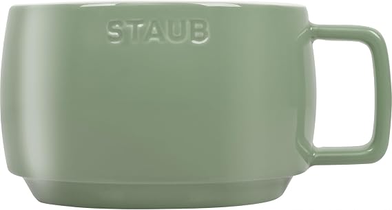 STAUB Ceramic Stacking Mug, Eucalyptus Green, 16.9 fl oz (500 ml), Cylindrical, Microwave & Dishwasher Safe, Soup Mug