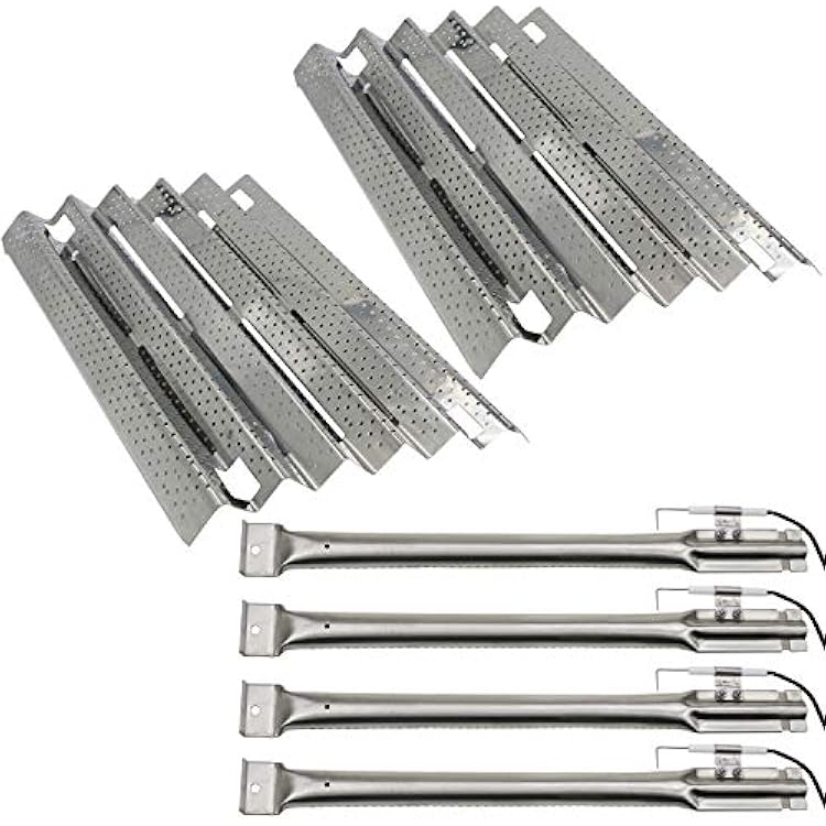 Hisencn Repair Kit for Costco Kirkland 720-0432, Nexgrill 720-0193, 720-0432 Gas Grill Models, Grill Burner Tube Pipe, Heat Plate Tent Shield Burner Cover, Igniter Electrode Replacement Parts