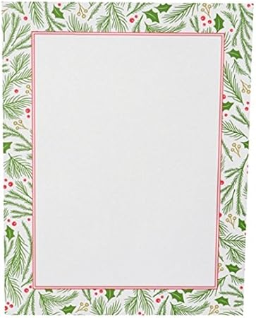 Gartner Studios (TM) Holiday Stationery Sheets, Holly Bough Border, 8 1/2" x 11", Pack Of 80