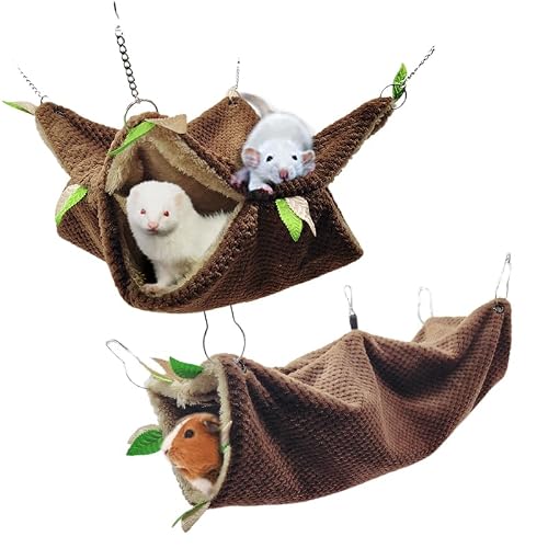 Ferret Rat Hammock Tunnel Toys Cage Accessories, Guinea Pig Hideout Tunnel, Warm Bed for Rat Ferret Guinea Pig Sleep Hide and Play 1.Hammock&Tunnel