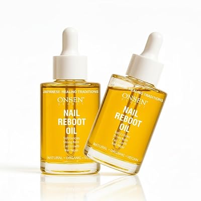 Onsen Secret Nail & Cuticle Repair Oil 2x35ml - Dry Oil Formula - Japanese Tsubaki, Tea Tree & Jojoba - Strengthens Nails, Repairs Cuticles, Hydrates Skin & Hair - Natural & Vegan