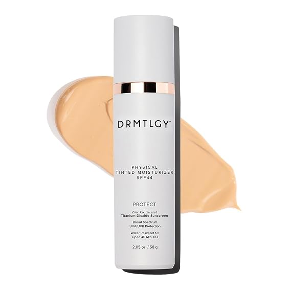 DRMTLGY Physical Tinted Moisturizer SPF 44 | Mineral Tinted Sunscreen | Universal tint, Foundation-like coverage, Broad spectrum SPF 44, UVA/UVB protection, Lightweight hydration, Mineral formula