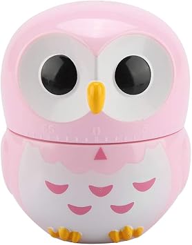 Owl Shape Kitchen Timer, Cute Manual Cooking Timer, Mechanical Cooking Counters Alarm Clock for Home,Portable Kitchen Cooking Tool for Cooking and Baking(Pinks)