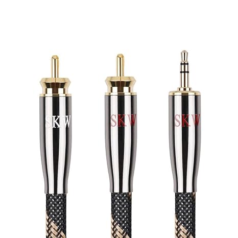 SKW Audiophile 3.5mm to Dual RCA Y Cable 3.2ft/1m, 1/8" TRS to 2RCA Cable
