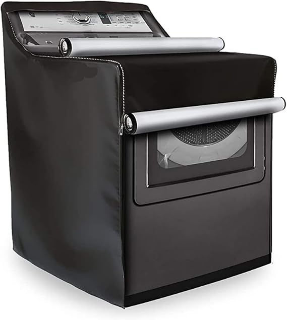 Heavy-Duty Washing Machine Cover for Outdoor/Indoor, Waterproof Anti-UV Washer Dryer Cover, Universal Fit for Front/Top Load (28.5"W x 28.5"D x 41.5"H, Black)