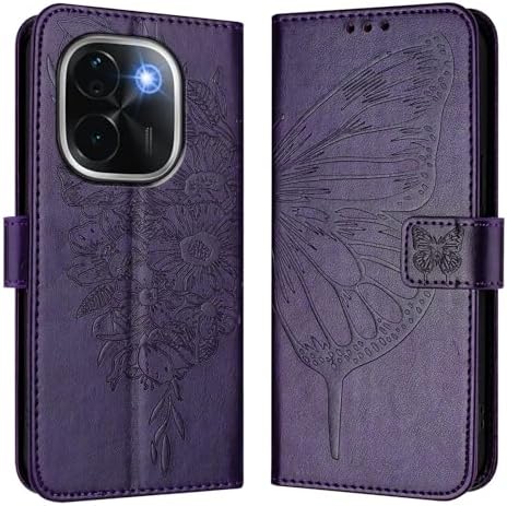 Cover Compatible with Vivo T3 Pro 5G,Compatible with Vivo iQOO Z9s Pro 5G Magnetic Closure Wallet Cell Phone Cover Purple