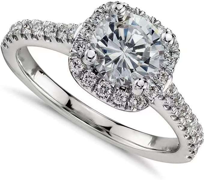 925 Sterling Silver CZ Ring Solitaire Crystal Women's Engagement Rings Cubic Zirconia Promise Rings Anniversary Wedding Bands for Women (6#)