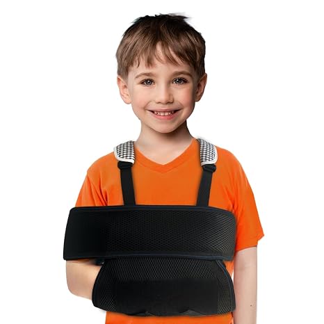 Kids Arm Sling, Adjustable Shoulder Injury Immobilizer, Black