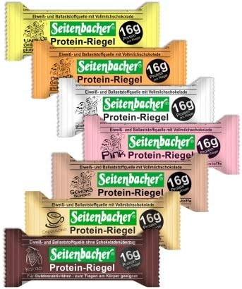 Seitenbacher Protein Bars Cappuccino Vanilla Orange Chocolate Strawberry Cocoa Mix Pack of 7