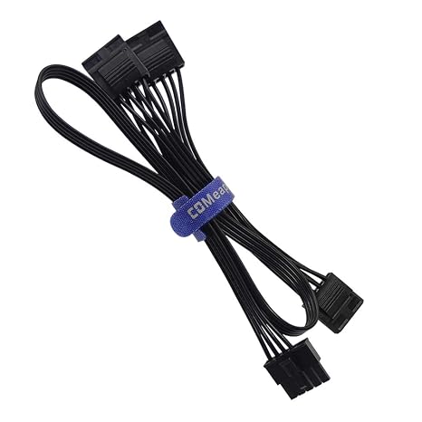 COMeap Molex Power Cable for Cooler Master PSUs, 5 Pin to 3X 4 Pin Molex Hard Drive HDD Power Adapter Splitter for BTC Mining Riser Card 20-in(50cm)