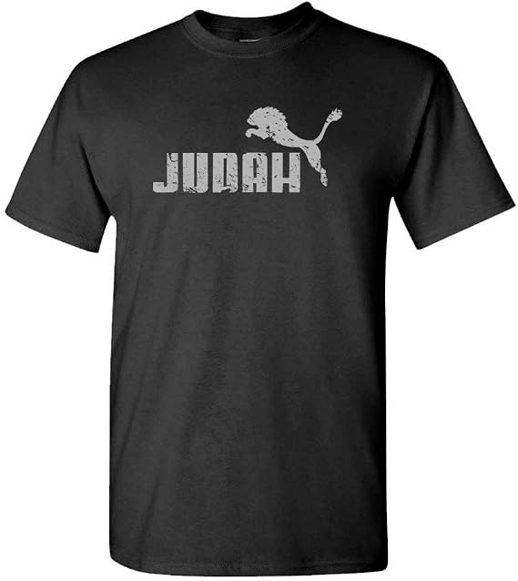 Judah Jumping Lion - Parody Faith Savior - Mens Cotton T-Shirt