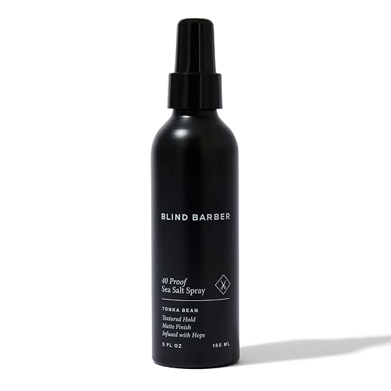 Blind Barber 40 Proof Sea Salt Spray for Men - Salt Water Hair Spray for Volume & Texture - Water-Based Matte Finish with Light-Medium Hold - Enhances Beach Waves & Body - Tonka Bean Scent (5 Fl oz)