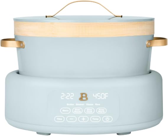 10-in-1, 8 Qt Multi-Cooker with Bamboo Steamer Insert and 7 Preset Functions (Cornflower Blue)