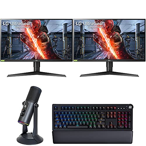 LG 27GN750-B 27 Ultragear FHD IPS 1ms 240Hz HDR 10 Dual Gaming Monitor Bundle with Deco Gear Mechanical Keyboard Cherry MX Red  PC Streaming USB Microphone for Gaming