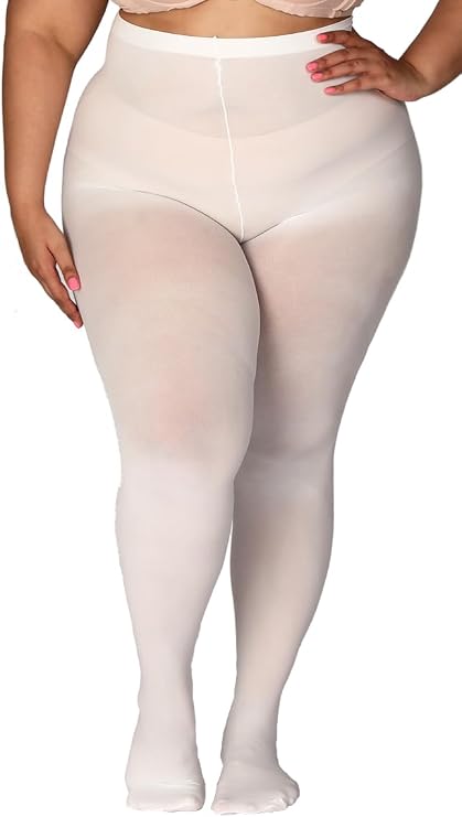 MERYLURE Ultra Plus Size Tights for Women Up To 6x, Semi Opaque Control Top Nylon Pantyhose,High Waist Fashion Stockings