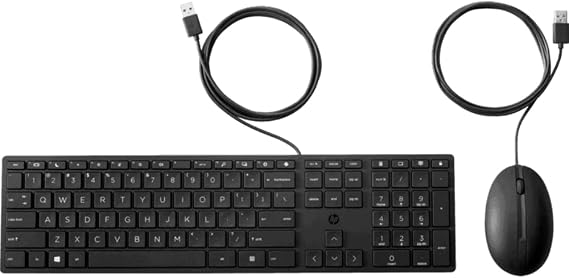 HP Wired Desktop 320MK Mouse and Keyboard - USB Cable - USB Cable Mouse - Optical - Scroll Wheel - Compatible with Notebook for Windows