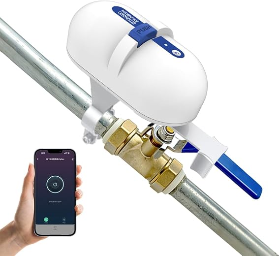 Smart Valve Controller, Works with Alexa & Google Voice Control Smart Life App Control, Remote Water ShutOff Valve, Easy Install on 1/2" to 1" in Pipe, Require Tuya Zigbee Hub (Tuya Zigbee Version)