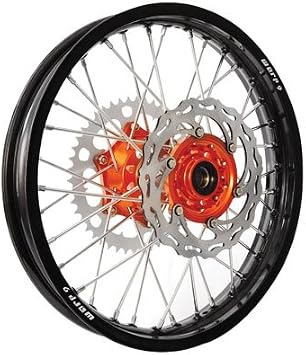 Warp 9 Complete Wheel Kit - Rear 18 x 2.15 Black Rim/Orange Hub/Silver Spokes and Nipples for KTM 300 XC-W Six Days 2014-2018