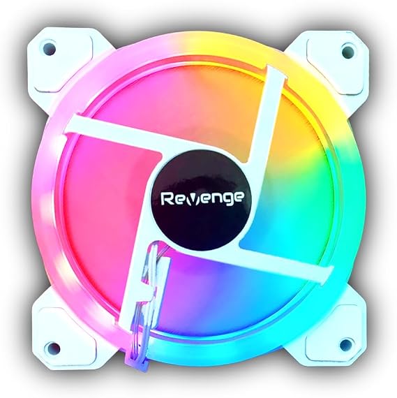REVENGE 12cm Sabit Yanan Rainbow Kasa Fanı Molex Bağlantılı Led Bilgisayar LED Fanı 120mm (Beyaz)