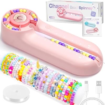 Caydo Bead Spinner with Bead Board, G1 Electric Channel Bracelet Jewelry Spinner Kit for Bracelets Making, Suitable for Pony Beads, Seed Beads, Round Glass Beads, DIY Craft Kit for Adult- Not a Toy