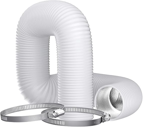 8Inch (200mm) Flexible Aluminum PVC Ventilation Ducting Hose - 5m White Air Duct Pipe for Extractor Fan, Hydroponics, Grow Tents, Dryer Vents
