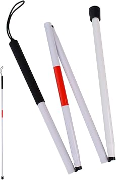 Foldable Walking Cane Aluminum Reflective Folding Blind Cane Folding Walking Stick for Vision Impaired and Blind People