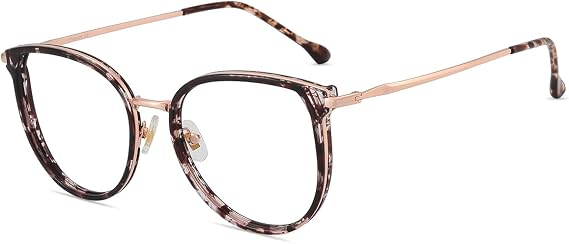 Firmoo Blue Light Blocking Glasses, Oversized Retro Round Eyewear Frame Blue Light Glasses, Anti Eyestrain Anti UV400 Computer Glasses for Women, Pattern
