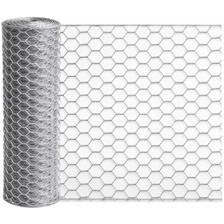 Vensovo Galvanized Chicken Wire Roll 13.7 x 157 - 0.8 Hexagonal Chicken Wire Mesh for Garden Fence, Rabbit Fence, Chicken Coop, Floral Arrangements & DIY Crafts