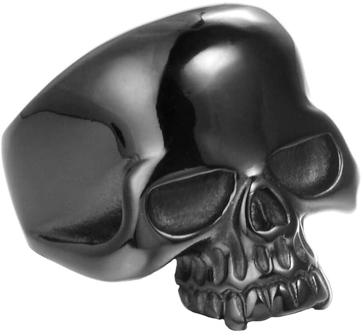 316L Stainless Steel Men's Cool Skull Head Ring Punk New Jewelry Black/Blue/Gold/Silver