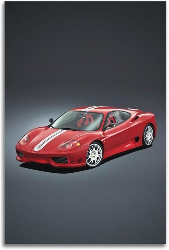 CWBUFD Racing Car Poster 360 Challenge Stradale Red Italian Limited Edition Automotive Decorative Canvas Family Bedroom Artwork Picture Painting 12x18inch(30x45cm)