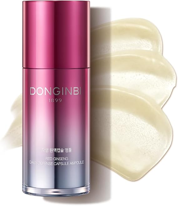 Donginbi Red Ginseng Daily Defense Capsule Ampoule | Face Serum (1.01 oz) | Korean Skincare Essence | Face Moisturizer for Dry Skin | Skin Barrier Repair | Glowing & Smoothing Ginseng Serum for Women