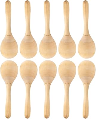 10Pcs Maracas Hand Percussion Rattles DIY Wood Maracas with Crisp Blow Sound for Music Party Favors 7.86X2.36X2.36Inch