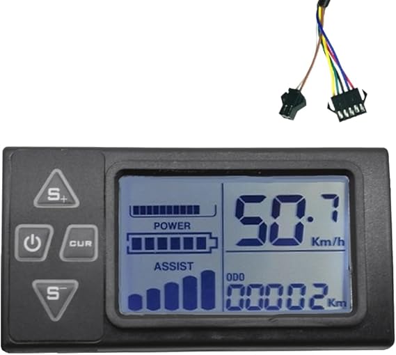 LCD Ebike Display Dashboard Meter 24V 36V 48V 60V S861 for Electric Bike BLDC Controller Control Panel(SM Plug), Black