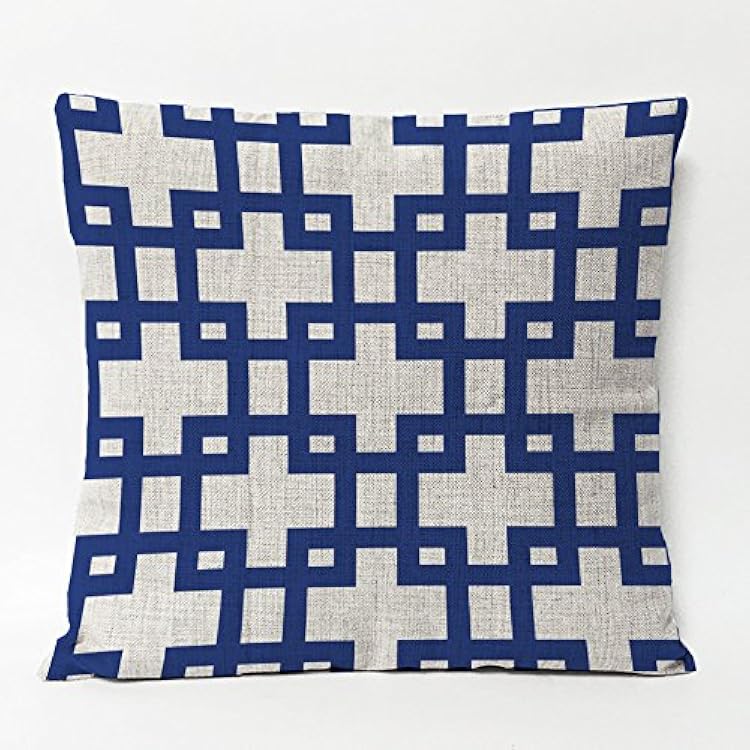 Blue Geometric Throw Pillow Cover Home Decorative Pillows Geometric Cushion Cover Cotton Linen Blended Pillow Covers 18x18 Inches 18x18inch, D