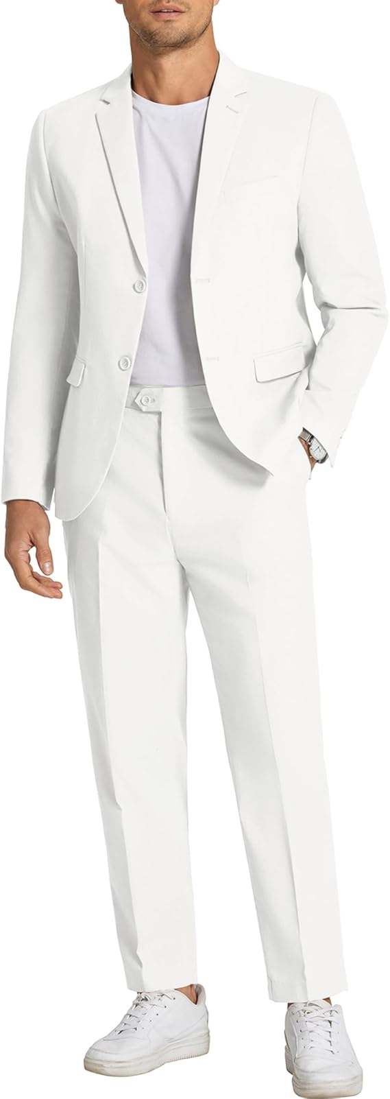 COOFANDY Men's 2 Piece Linen Suits Set Regular Fit Casual Linen Lightweight Suit Summer Beach Wedding