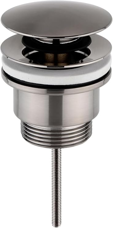 Universal Click Clack Basin Waste, Fits Sinks with or Without Overflow, Push Button Pop-Up Drain, 1.1/4" Standard Connection - With Freeflow Adaptor (Gunmetal)