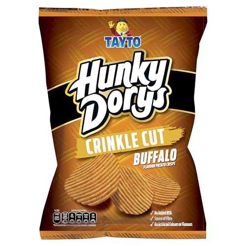 Tayto Hunky Dorys Buffalo Flavor Crinkle Cut Potato Crisps, 130g 4.58 oz, Pack of 3