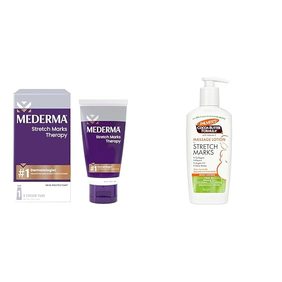 Mederma Stretch Marks Therapy, Helps Prevent and Treat Stretch Marks, Safe to Use When Pregnant & Palmer's Cocoa Butter Formula Massage Lotion for Stretch Marks, Pregnancy Skin Care, Belly Cream