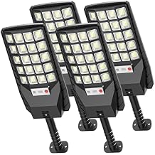 WYWNA Solar Lights Outdoor - 320 Wide Angle Solar Street Lights Outdoor IP66 Waterproof, 6500K Dusk to Dawn Flood Light Motion Sensor with Remote Control for Yard(4 Pack)