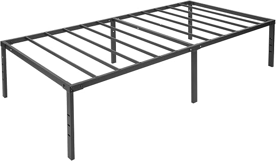 18" Height Bed Frame, Folding Platform Bed Frame, Heavy Duty Iron Support 660 lbs Capacity, Easy to Assemble, Black