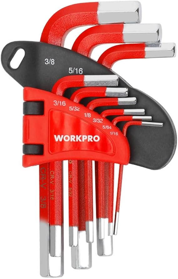 WORKPRO WP222016 9 Piece Short Size CR-V Inch Professional Allen Key Set
