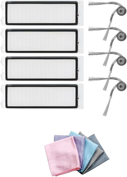 Roborock Qrevo C PRO ile Uyumlu 4 Yan Fırça 4 Filtre 1 Temizlik Bezi