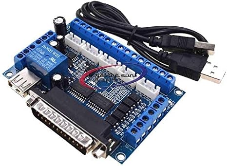 3D Printer 5 axis CNC Breakout Board Interface Adapter with USB Cable for Stepper Motor Driver MACH3