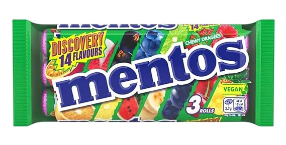 Mentos Discovery I 3 Rolls of Fruit Flavored Chewy Dragees I 112g 3.9 ounce total